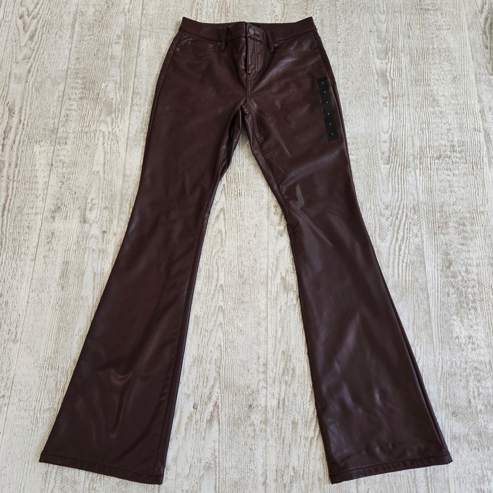 NWT Banana Republic Women's Vegan Expresso Brown Leather Bootcut Pants Size 4